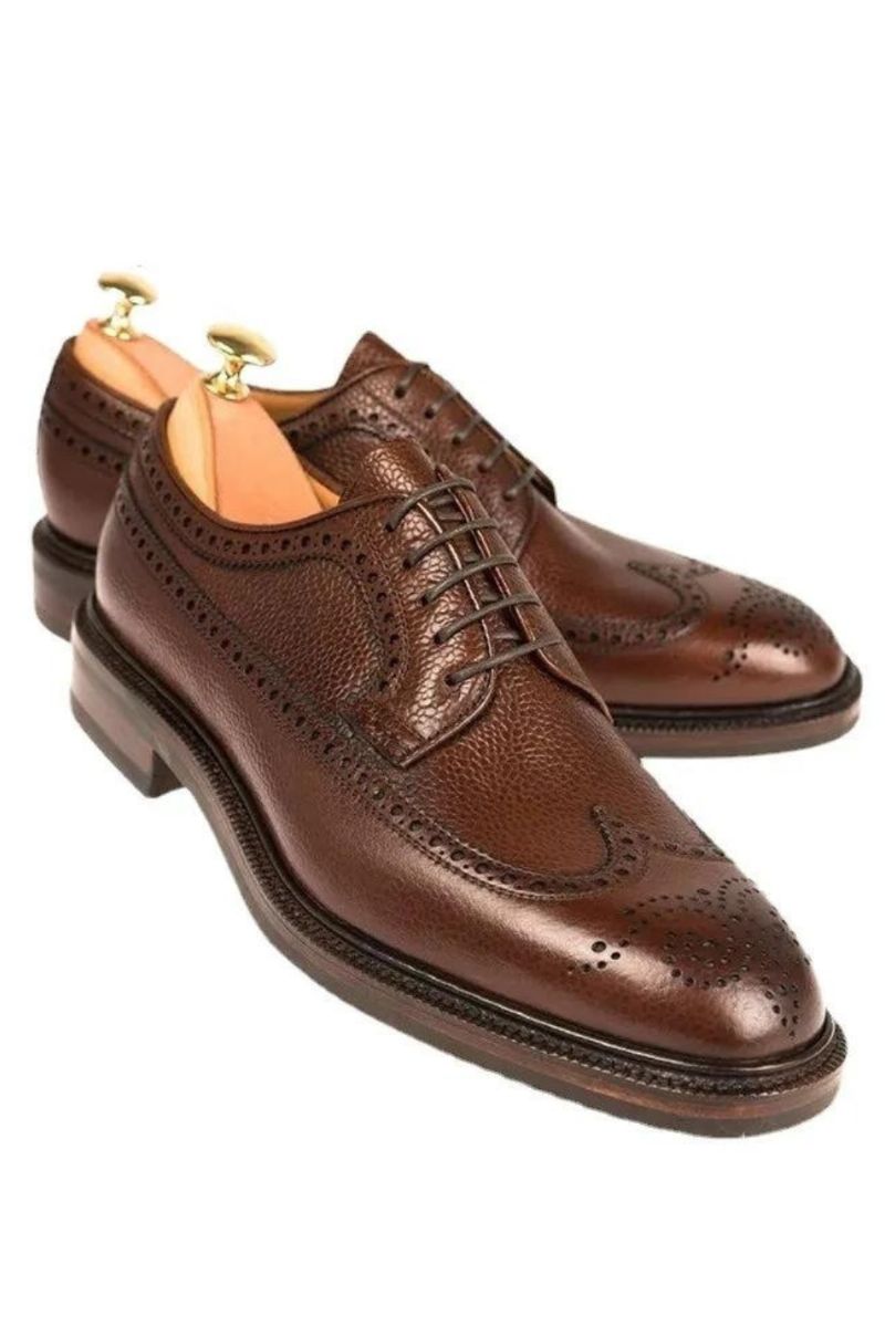 Derby Brogue Bruidegom Designer Jurk Beste Heren Schoenen Echt Leer Originele Handgemaakte Zakelijke Voor