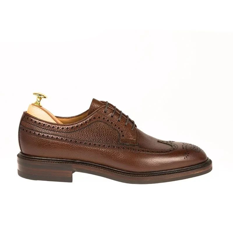 Derby Brogue Bruidegom Designer Jurk Beste Heren Schoenen Echt Leer Originele Handgemaakte Zakelijke Voor - Bruin