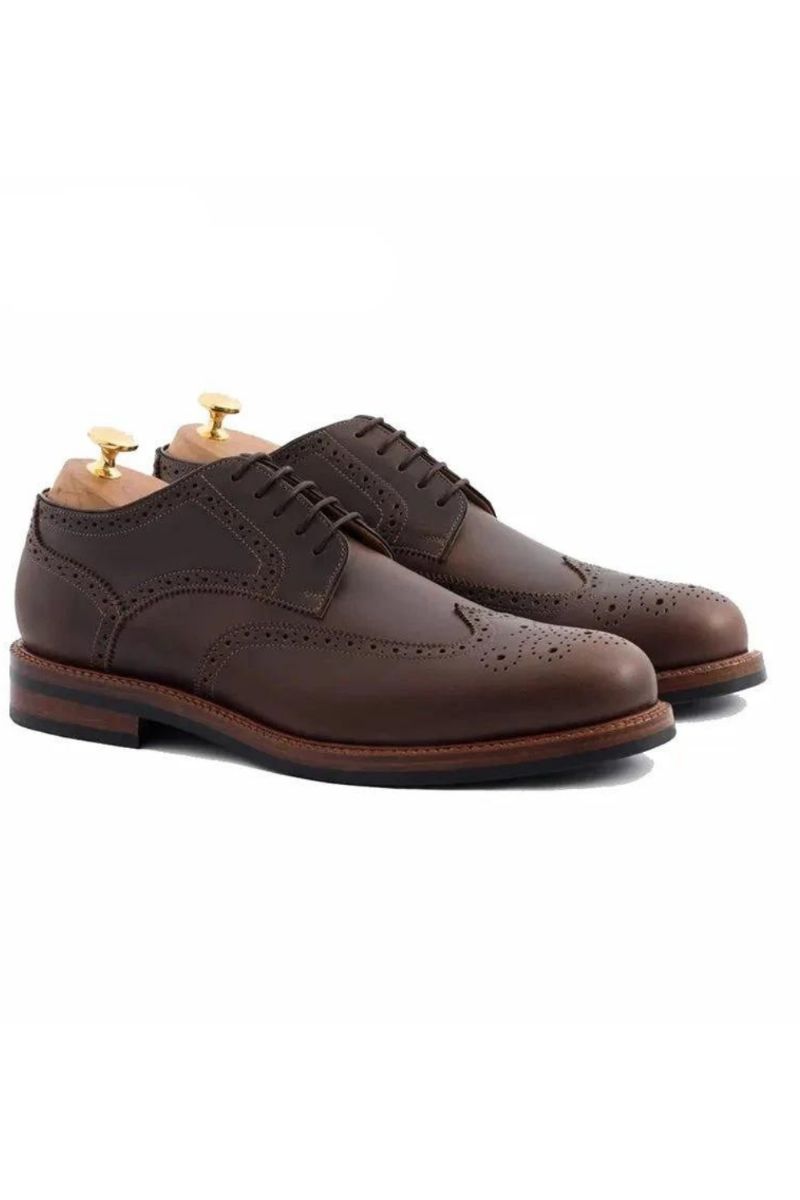 Derby Brogue Stijl Jurk Feest Formele Schoenen Originele Zakelijke Ontwerper Echt Leer Beste Handgemaakte Voor Mannen