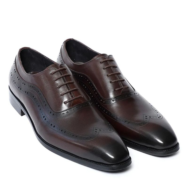 Handgemaakte Heren Echte Originele Lederen Klassieke Brogue Oxford-schoenen - Zwart