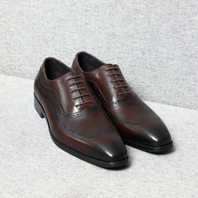 Handgemaakte Heren Echte Originele Lederen Klassieke Brogue Oxford-schoenen - Zwart