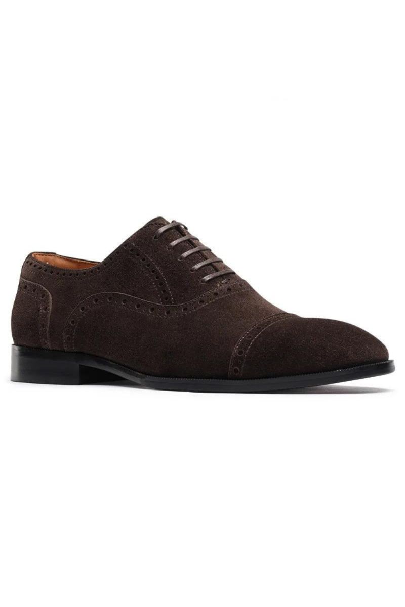 Heren Brogues Bruin Gesneden Casual Klassieke Kledingschoenen Met Veters