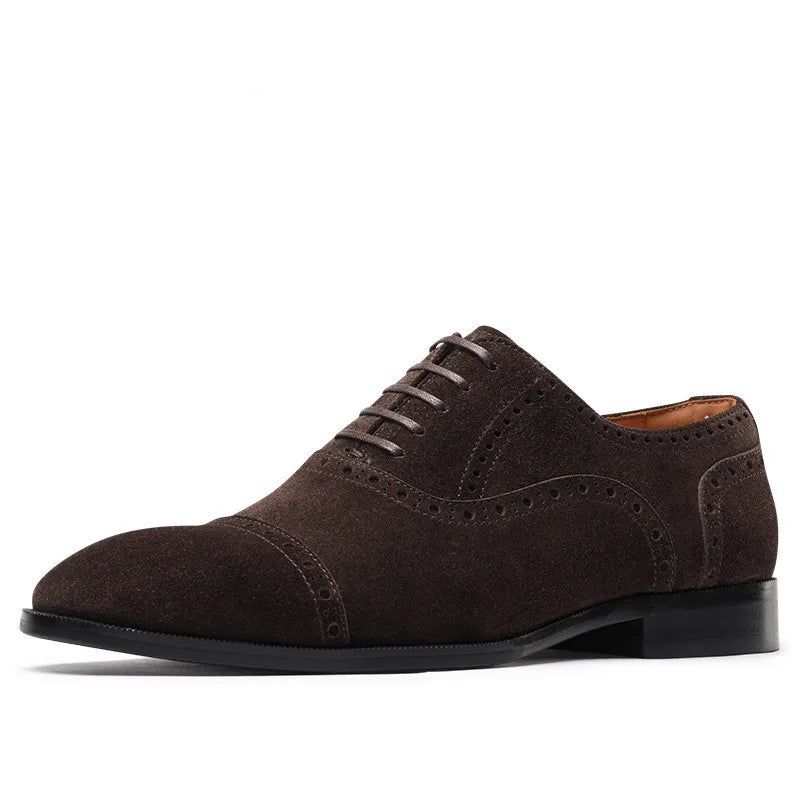 Heren Brogues Bruin Gesneden Casual Klassieke Kledingschoenen Met Veters - Bruin