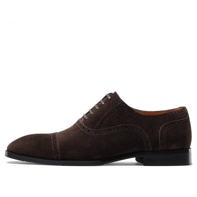 Heren Brogues Bruin Gesneden Casual Klassieke Kledingschoenen Met Veters - Bruin