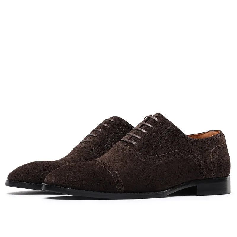 Heren Brogues Bruin Gesneden Casual Klassieke Kledingschoenen Met Veters - Bruin