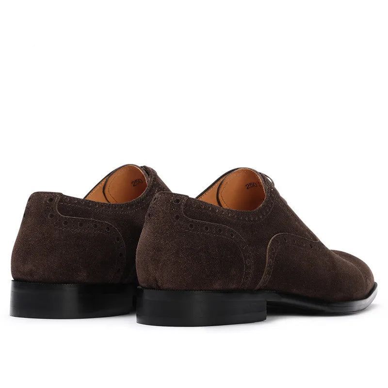 Heren Brogues Bruin Gesneden Casual Klassieke Kledingschoenen Met Veters - Bruin