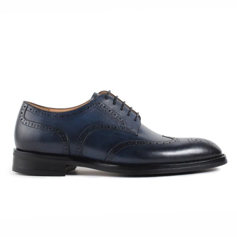 Herenschoenen Handgemaakt Patroon Ontwerp Luxe Lederen Klassieke Volledige Brogue Zakelijke Trouwjurk Man - Donkerblauw