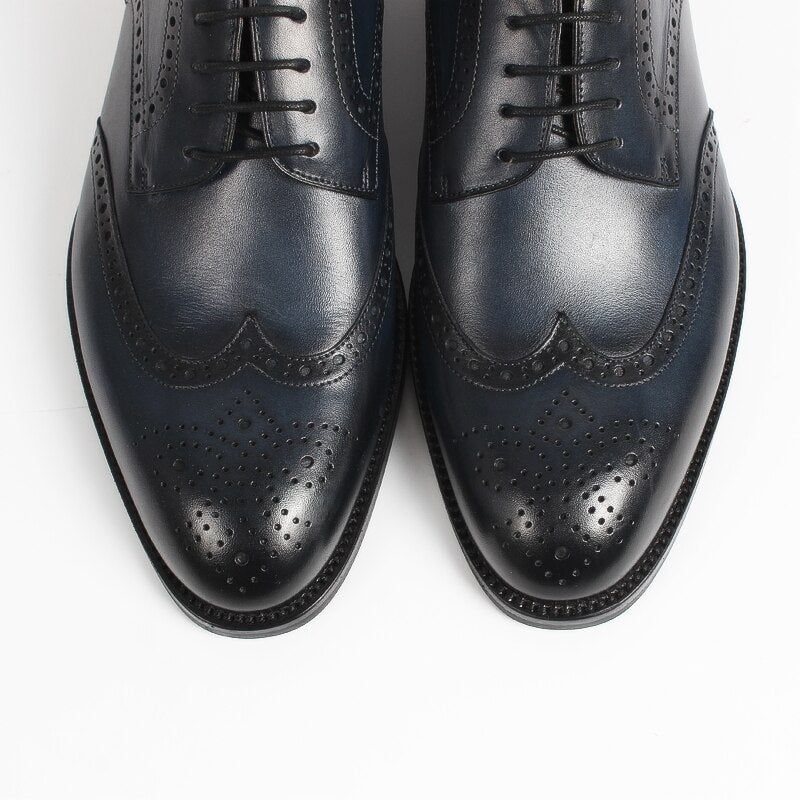 Herenschoenen Handgemaakt Patroon Ontwerp Luxe Lederen Klassieke Volledige Brogue Zakelijke Trouwjurk Man - Donkerblauw