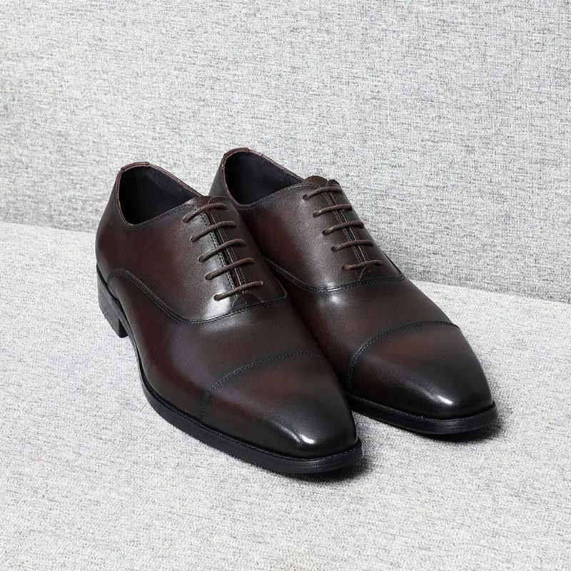 Italiaanse Luxe Hoogwaardige Elegante Mannelijke Natuurlijke Zakelijke Formele Stevige Oxfords Schoenen - Zwart