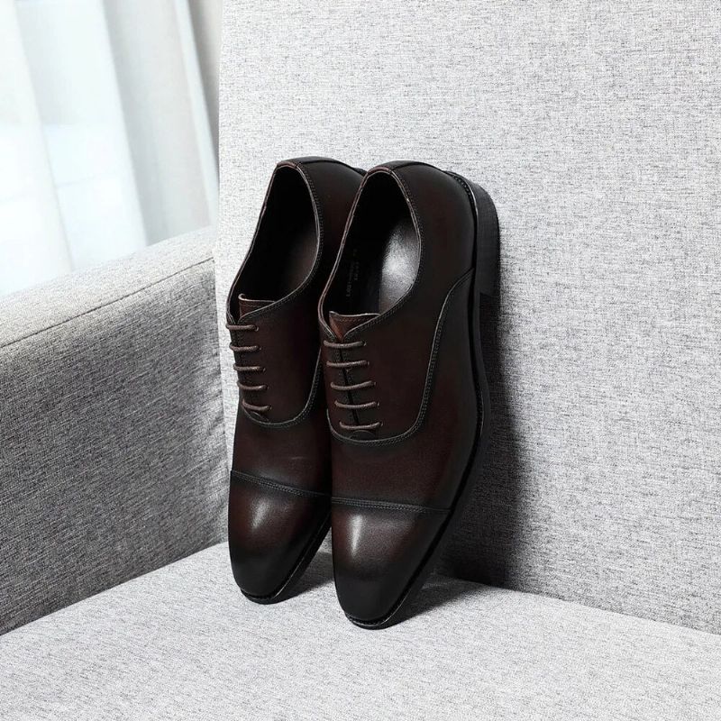 Italiaanse Luxe Hoogwaardige Elegante Mannelijke Natuurlijke Zakelijke Formele Stevige Oxfords Schoenen - Zwart