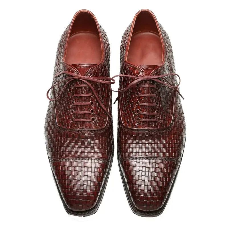 Luxe Oxford Herenkleding Schoenen Bruiloft Beste Man Schoen Ontwerper Geweven Lederen Formele Heren Origineel - Bruin