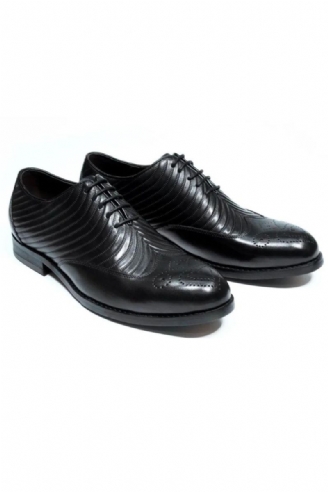 Mannen Oxford Echt Lederen Schoenen Vleugels Textuur Bruiloft Lace Up Business Office Pak Formele