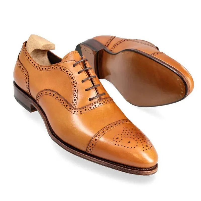 Oxford Brogue Man Business Schoenen Solid Office Designer Best Man Schoen Handgemaakte Lederen Herenschoenen - Kameel