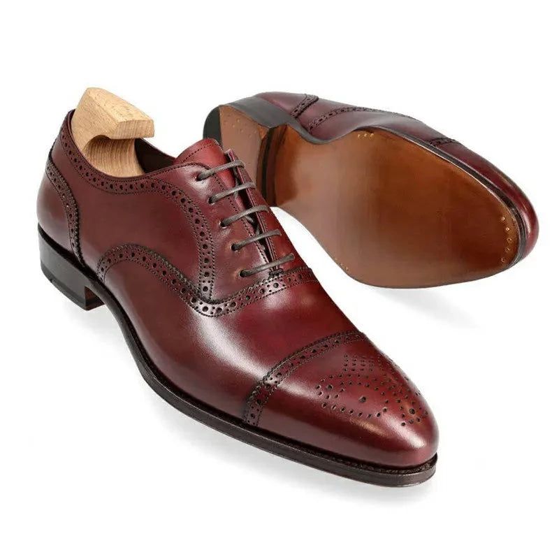 Oxford Brogue Man Business Schoenen Solid Office Designer Best Man Schoen Handgemaakte Lederen Herenschoenen - Kameel