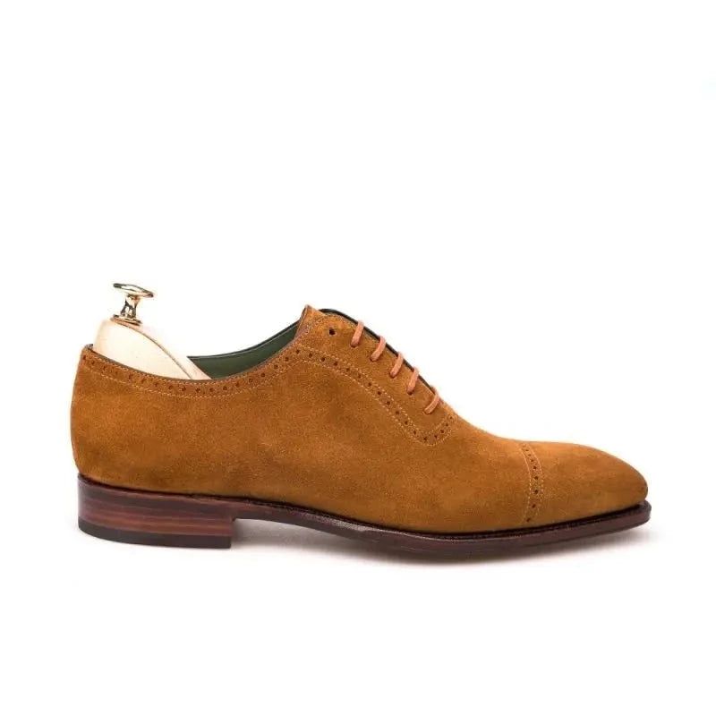 Oxford Brogue Mannen Schoenen Jurk Formele Bruiloft Man Schoen Bedrijf Handgemaakte Suède Designer Origineel - Bruin