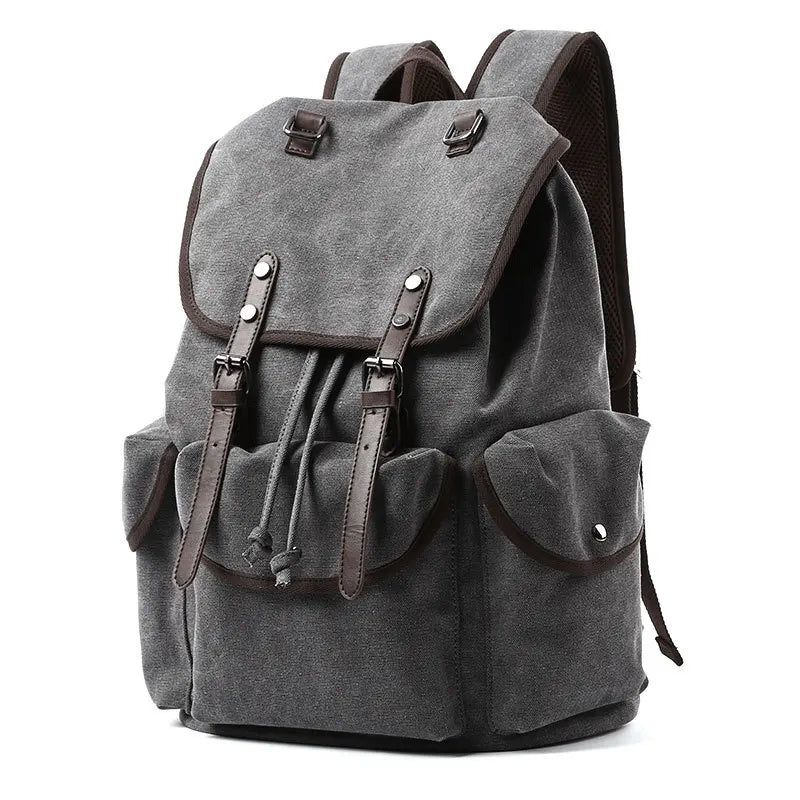 Canvas Vintage Rugzak 30l Grote Reisrugzak Casual Boekentas Voor 15.6 Inch Laptopreizen - Grijs