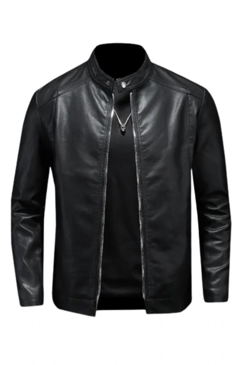 Leren Motorfiets Jassen Heren Business Casual Biker Jas - Zwart