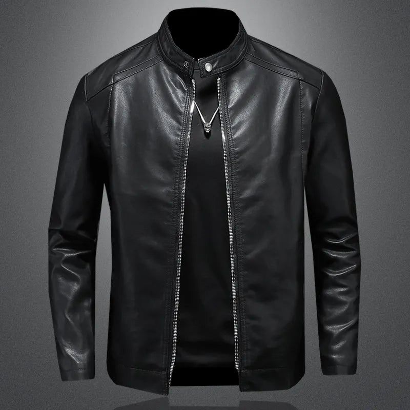 Leren Motorfiets Jassen Heren Business Casual Biker Jas - Zwart