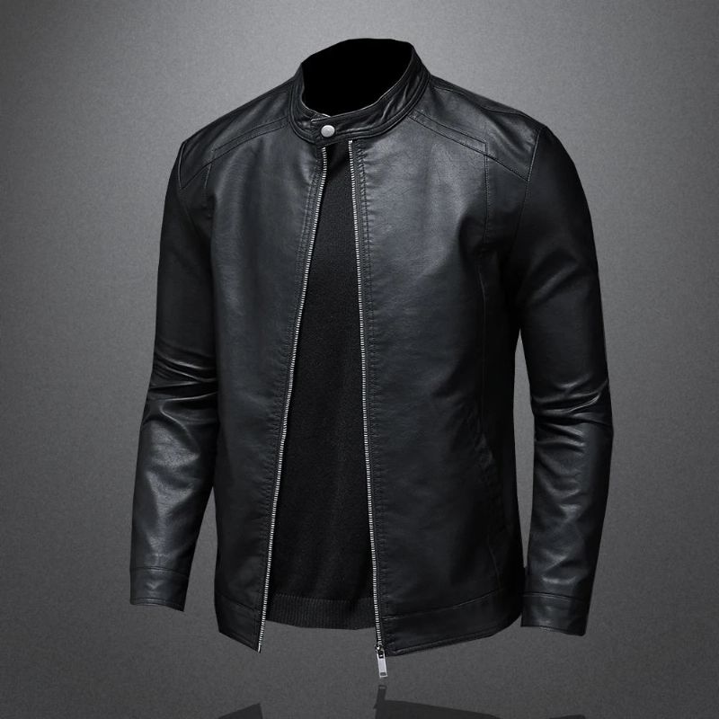 Leren Motorfiets Jassen Heren Business Casual Biker Jas - Zwart