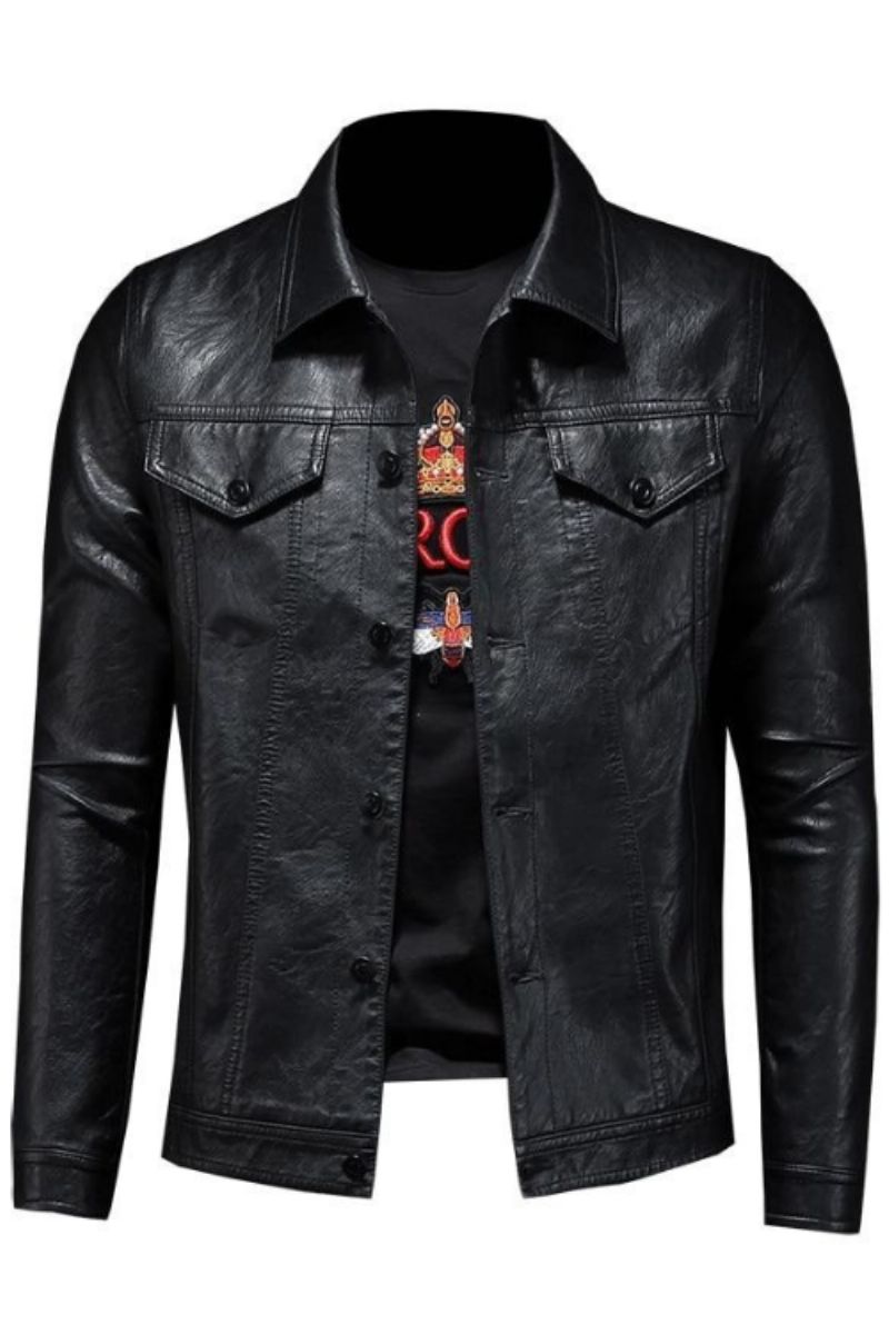 Nieuwe Leren Jas Voor Heren Winter Jas Biker Motorfiets Rits Lange Mouw Jas Top Blouses