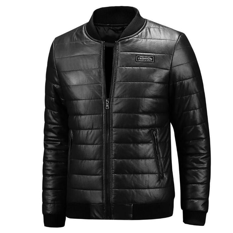 Warme Herfst Winter Leren Jas Heren Casual Motorfiets Lederen Jassen En - Groen