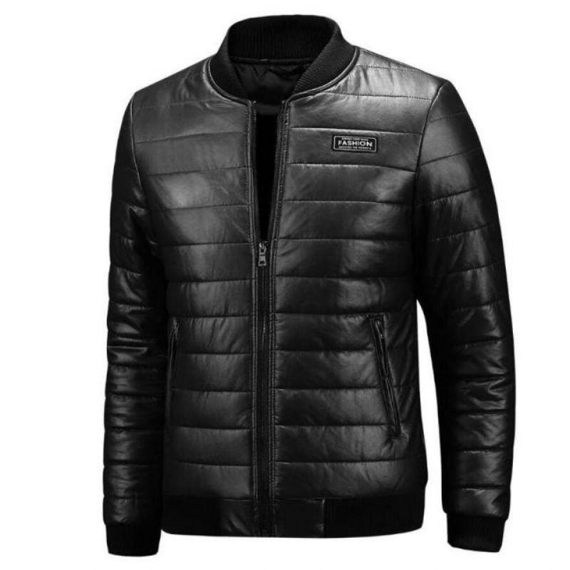 Warme Herfst Winter Leren Jas Heren Casual Motorfiets Lederen Jassen En - Groen