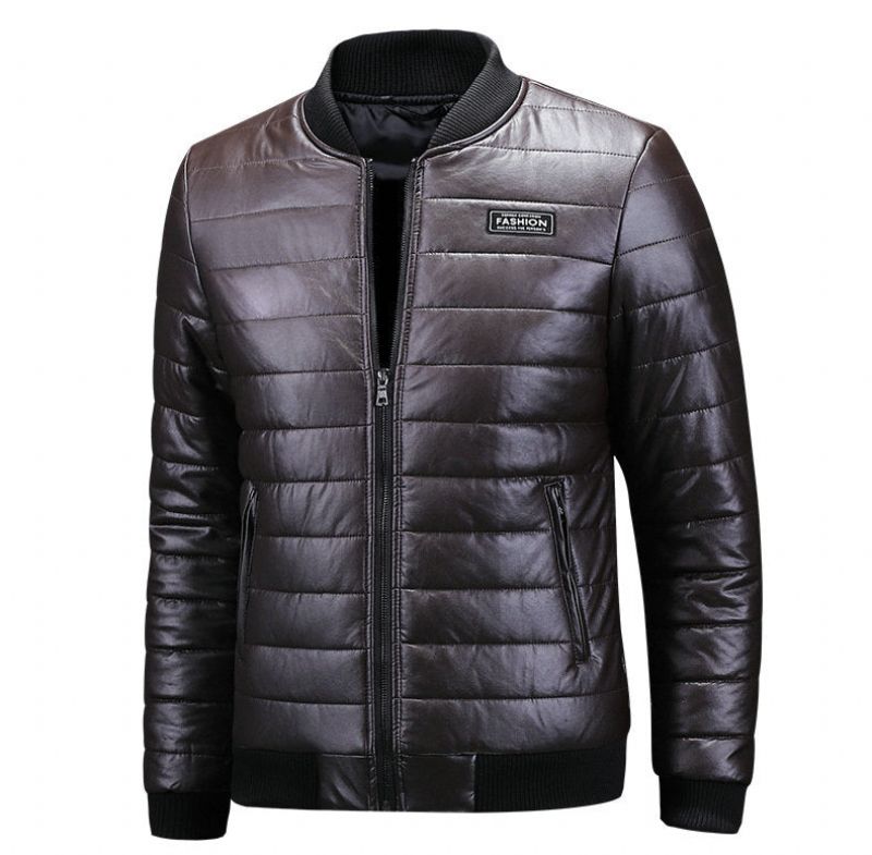 Warme Herfst Winter Leren Jas Heren Casual Motorfiets Lederen Jassen En - Groen