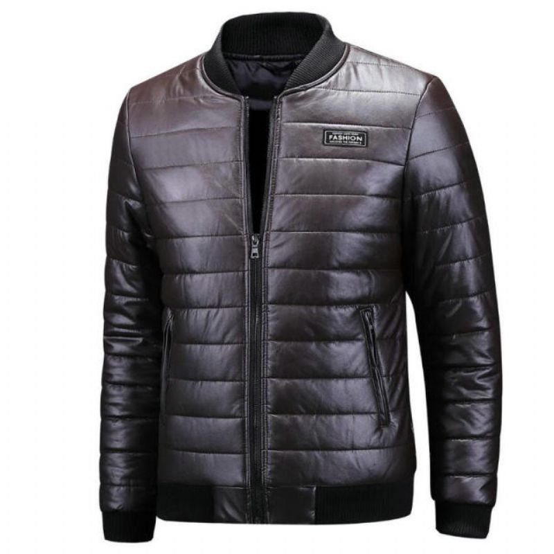 Warme Herfst Winter Leren Jas Heren Casual Motorfiets Lederen Jassen En - Groen