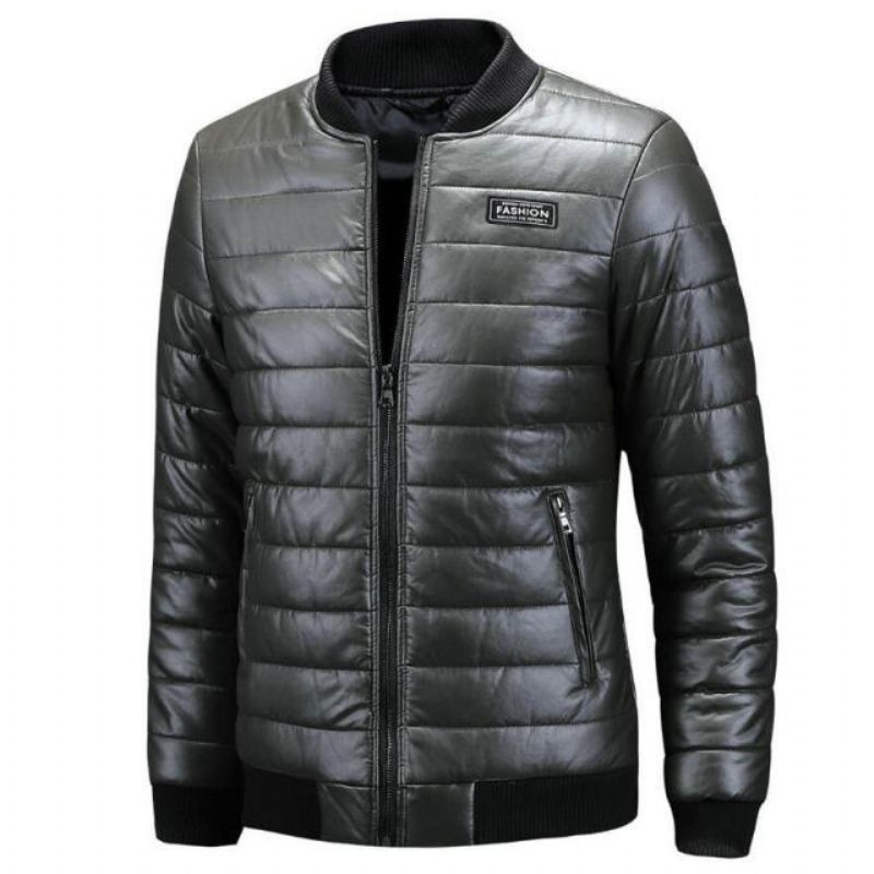 Warme Herfst Winter Leren Jas Heren Casual Motorfiets Lederen Jassen En - Groen