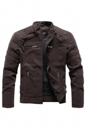 Winter Motorfiets Leren Jas Heren Vintage Fleece Warme Multi-pocket Jas Mannelijke Rits Herfst Uitloper Jassen