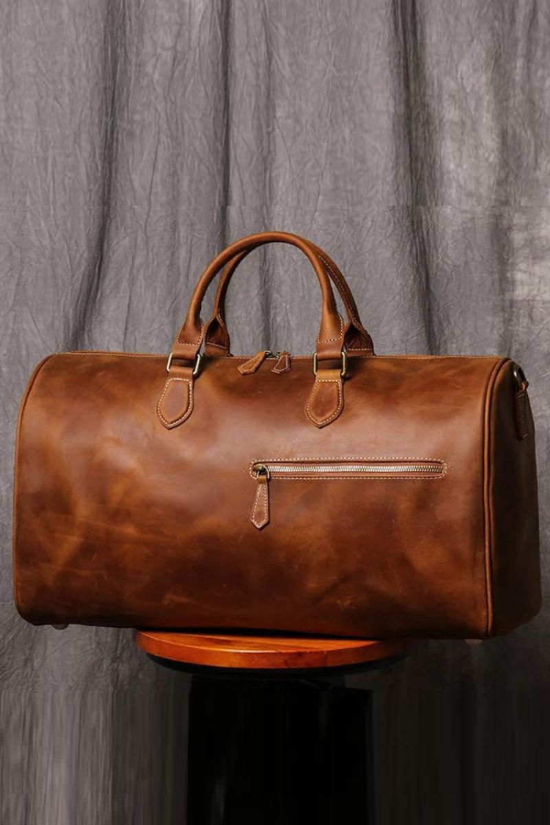 Reistas Voor Heren Weekendhandtas Dames Vintage Plunjezak Met Grote Capaciteit Leren Laptoptas