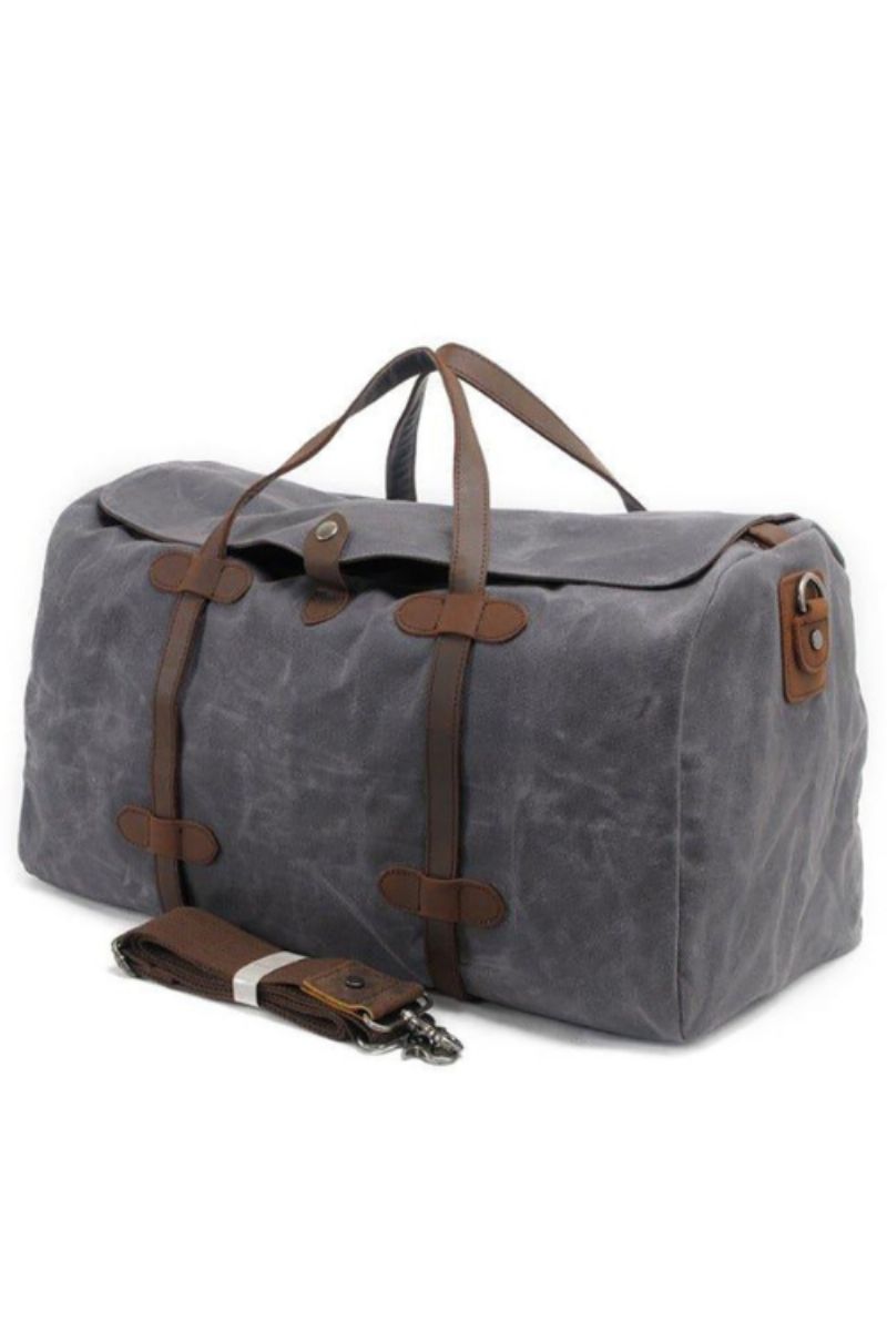 Waterdichte Bagagetas Van Gewaxt Canvas Crossbodytas Met Grote Capaciteit Reisweekendtas Voor Heren Zakenreis Duffel Draagtas - Kaki