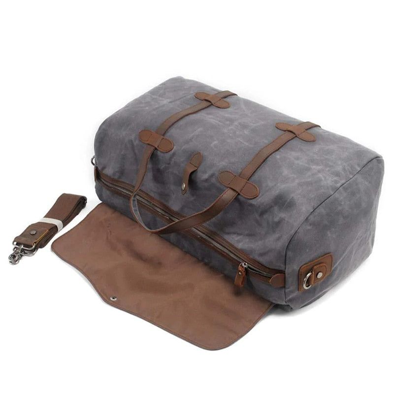 Waterdichte Bagagetas Van Gewaxt Canvas Crossbodytas Met Grote Capaciteit Reisweekendtas Voor Heren Zakenreis Duffel Draagtas - Kaki