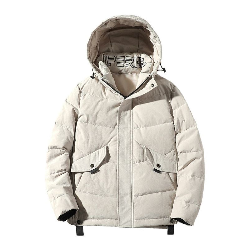 Duck Down-jassen Met Capuchon Rits Winddichte Herenwinterwarme Jas Outwears - 651 Beige