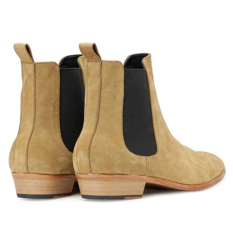 Chelsea Laarzen Handgemaakte Winter Herenschoenen Voeg Fluwelen Werk Basic Designer Schoenen Heren Toe - Bruin