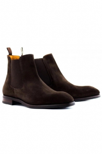 Chelsea Solid Winter Heren Laarzen Schoenen Werk Handgemaakte Schoen Voeg Fluwelen Antislip Designer Boot Toe