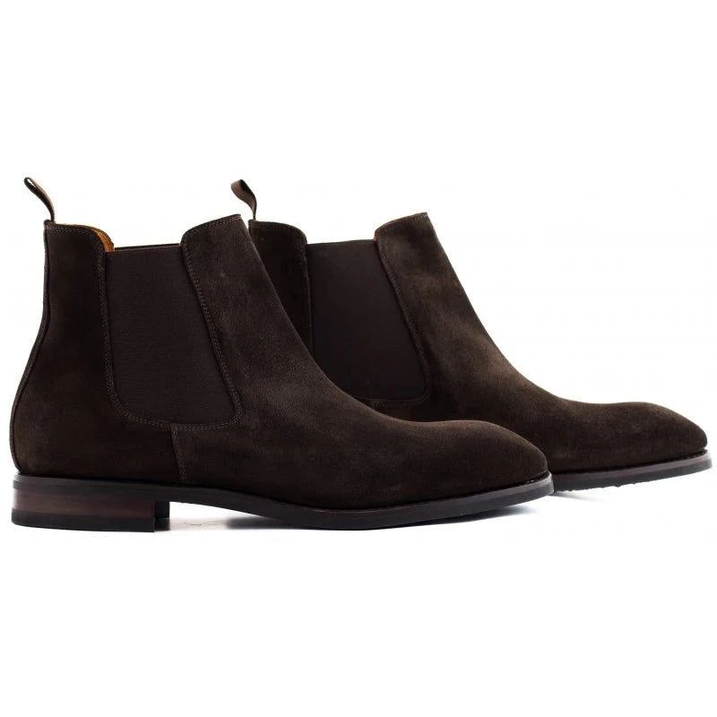 Chelsea Solid Winter Heren Laarzen Schoenen Werk Handgemaakte Schoen Voeg Fluwelen Antislip Designer Boot Toe - Bruin