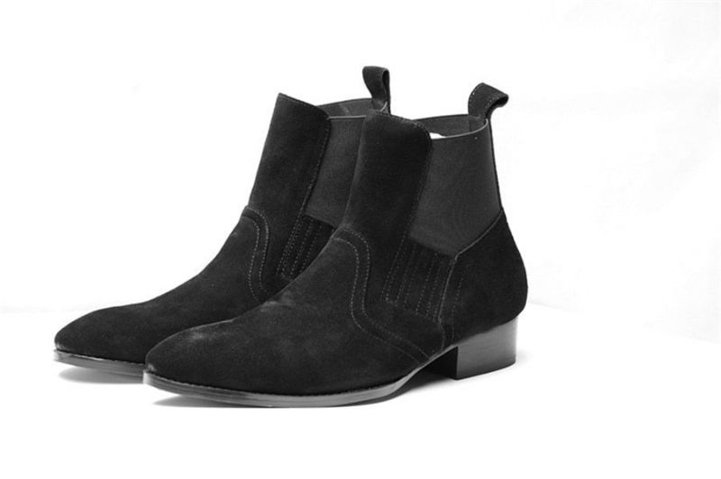 Exclusieve Euro Vintage Luxe Slip-on Wyatt Klassieke Harnas Enkel Chelsea Laarzen Gepersonaliseerde Ademende Wedge Punk - Zwart