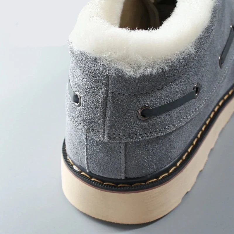 Heren Warme Laarzen Winter Verdikte Snowboots Wol Dikke Bodem Katoenen Enkel Veterschoenen Casual - Gary