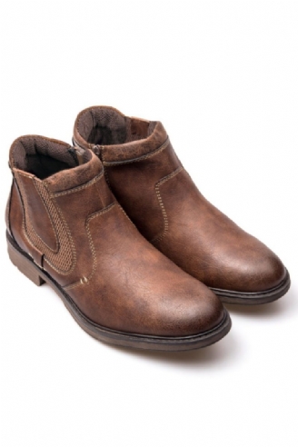 Herenlaarzen Leer Herfst Winter Vintage Stijl Enkel Korte Chelsea Boot Herenschoenen