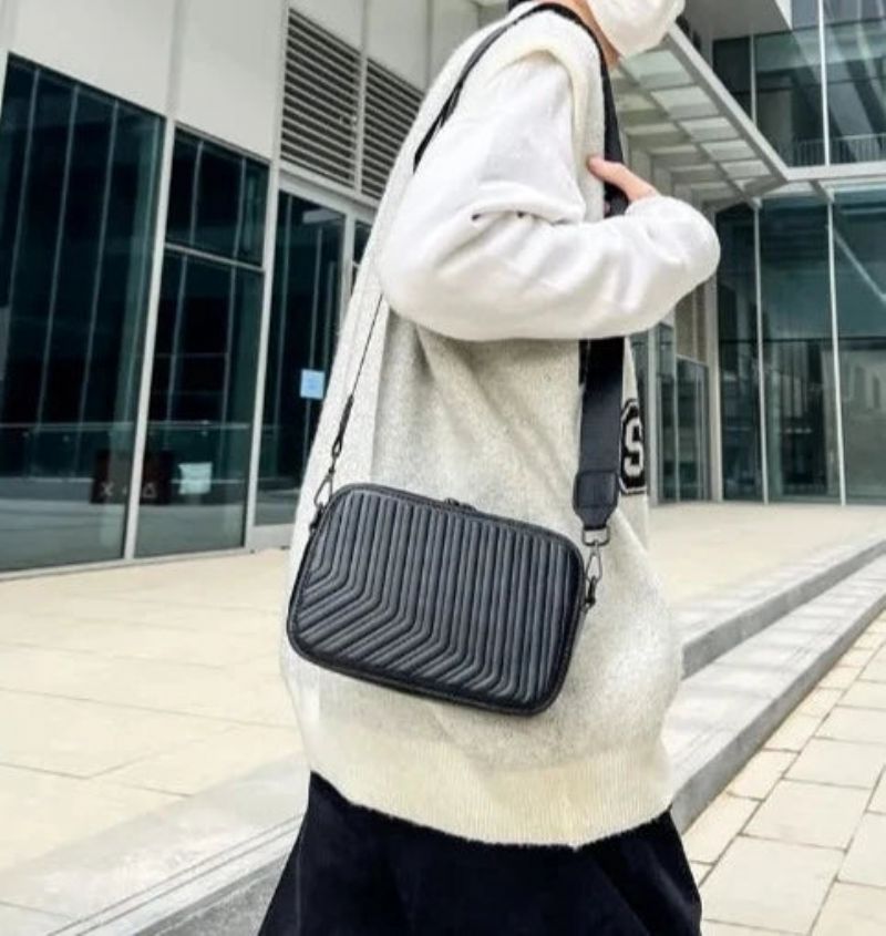 Crossbodytas Herenontwerp Brede Schouderband Casual Paarstijl - Zwart