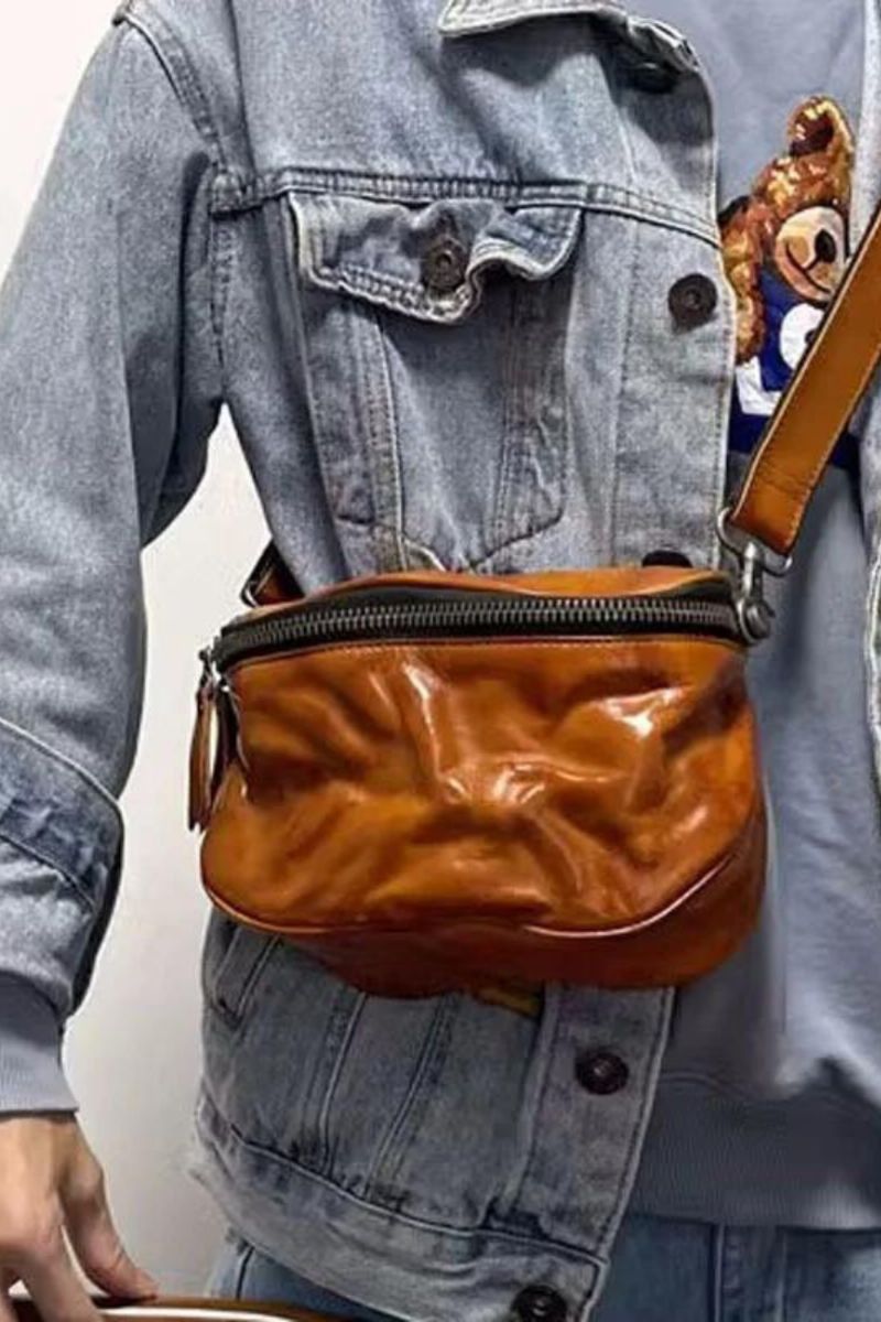 Crossbodytas Leren Zadeltas Voor Heren Rugzak Casual Plantaardig Gelooid Leer