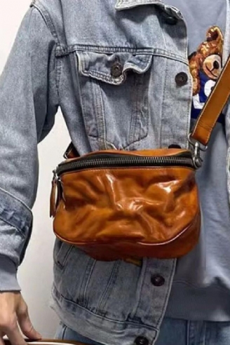 Crossbodytas Leren Zadeltas Voor Heren Rugzak Casual Plantaardig Gelooid Leer