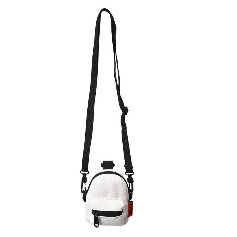 Designer Nylon Crossbody Tas Stevige Kleine Tas Voor Mannelijke Multifunctionele Waterdichte Muntzakken Sleuteletui - Zwart