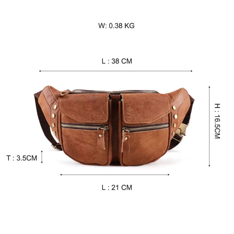 Echt Lederen Heren Messengertas Casual Crossbody Tas Handtas Mannelijke Reisschouderborsttas - Bruin