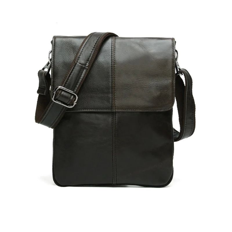 Echt Lederen Herentassen Mannelijke Flaptas Casual Schoudertas Crossbody Tas Handtassen - Geel