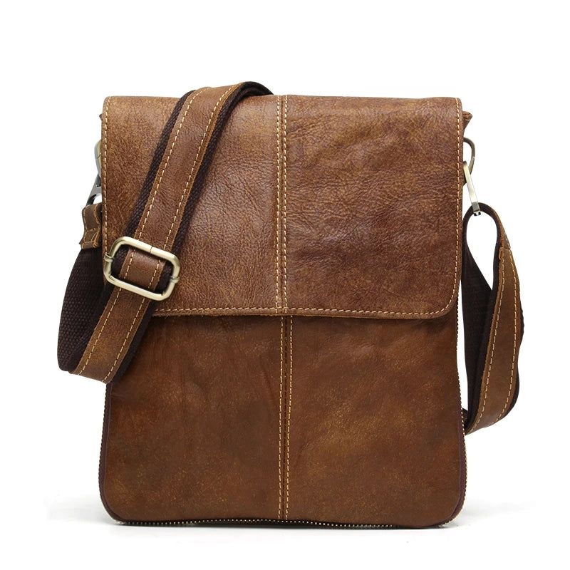 Echt Lederen Herentassen Mannelijke Flaptas Casual Schoudertas Crossbody Tas Handtassen - Geel