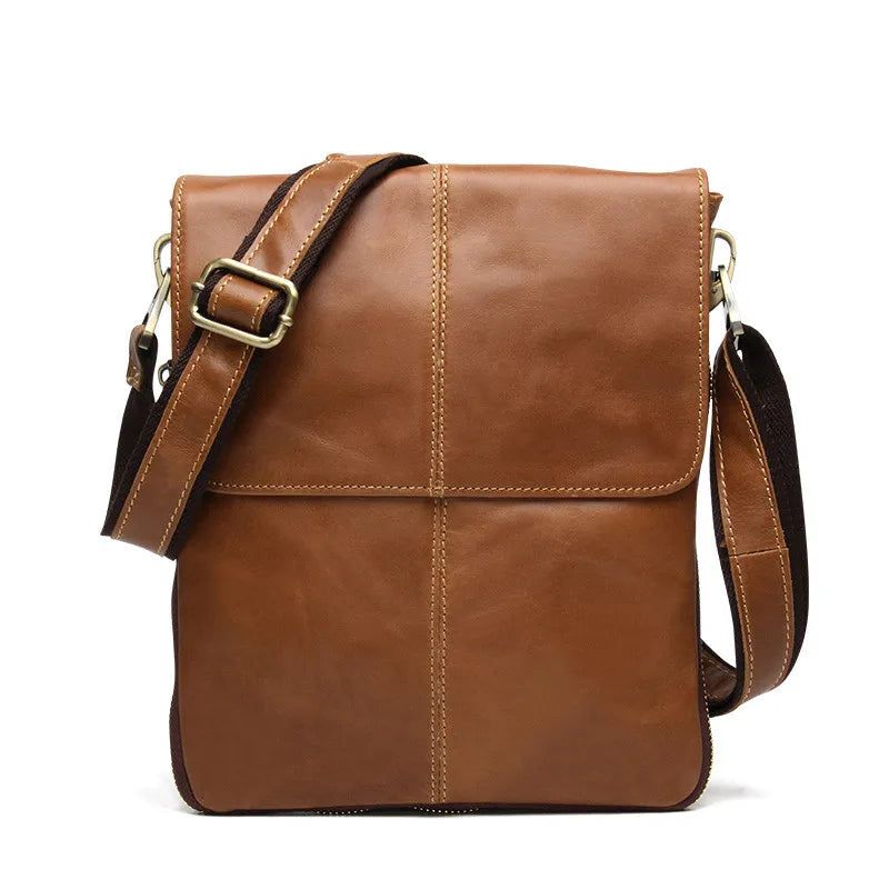 Echt Lederen Herentassen Mannelijke Flaptas Casual Schoudertas Crossbody Tas Handtassen - Geel