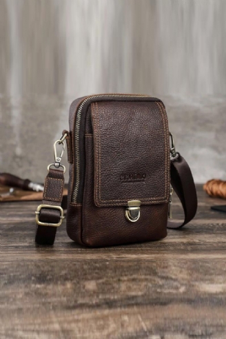 Echt Lederen Kleine Messengertas Voor Heren Casual Crossbody-schoudertas Met Reisheuptas