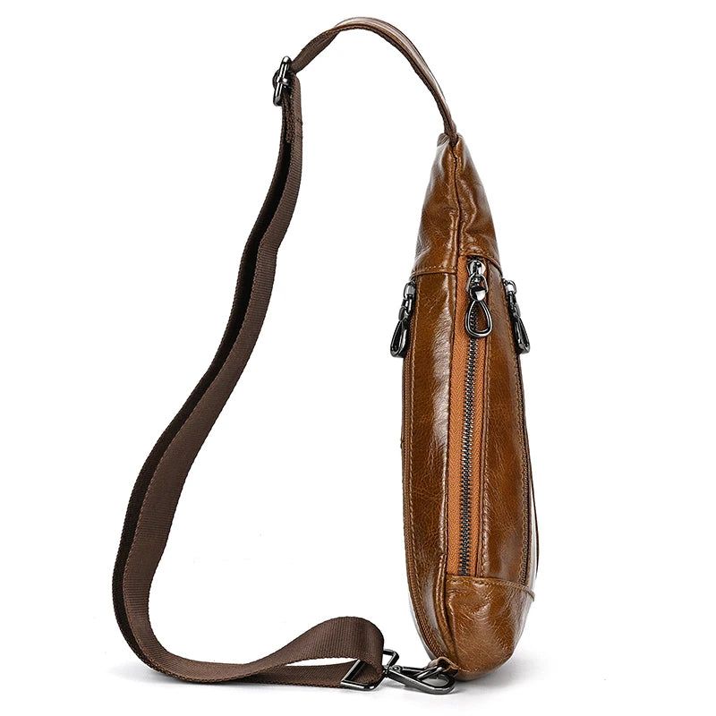 Echt Leer Heren Borsttas Leren Zomer Crossbody Tas Reizen Sling Schoudertassen Rijden Tassen - Bruin